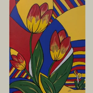 Tulips modern Indian wall art handmade canvas painting